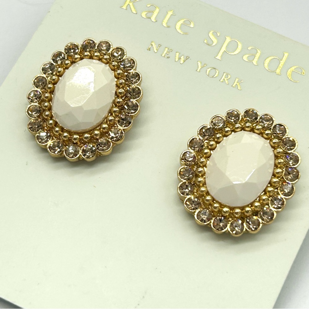 Kate Spade Steal the Spotlight Cream Jeweled Earrings NWT